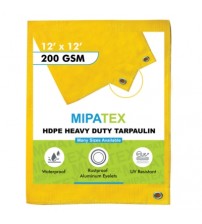 Mipatex Tarpaulin / Tirpal 12 Feet x 12 Feet 200 GSM (Yellow)
